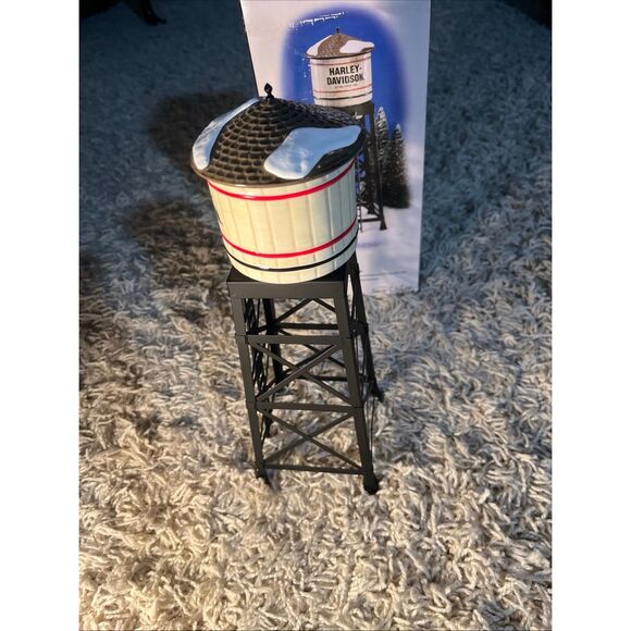 VINTAGE Department 56 Original Snow Village Harley Davidson Water Tower 54975 - Picture 8 of 12